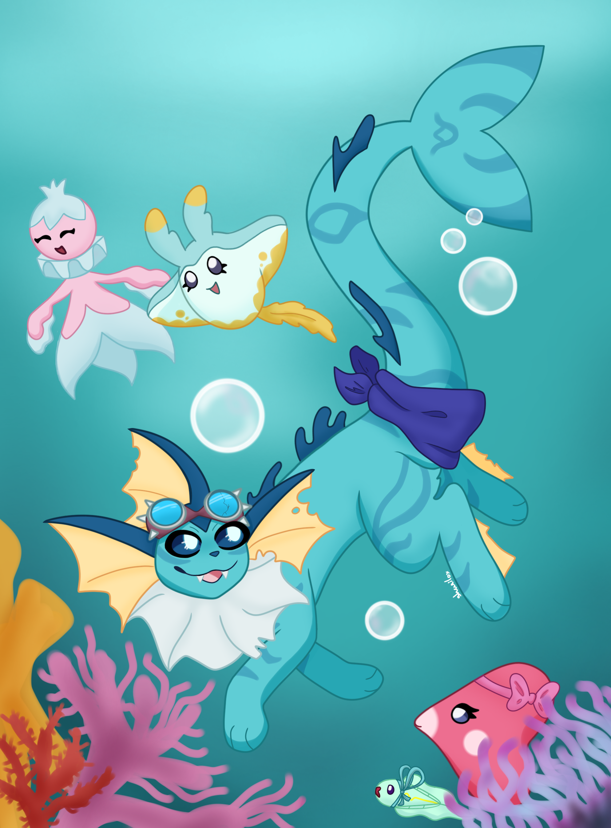 Acquatic pokemon swimming in the ocean