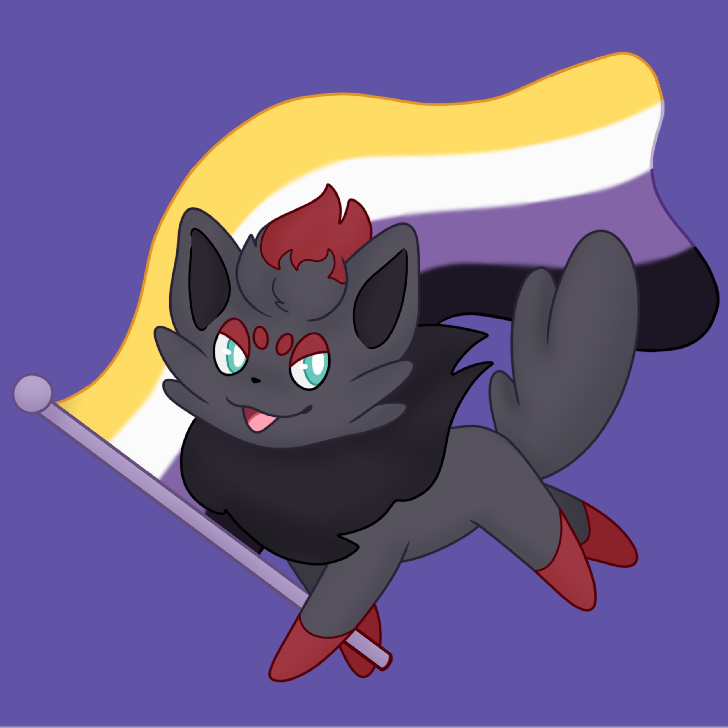 Nonbinary pride Zorua sticker